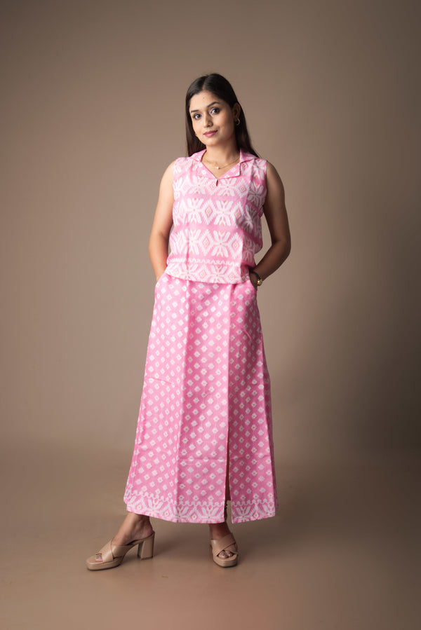 Aarohi – Pink Jamdani Co-ord Set | The Utsav Edit