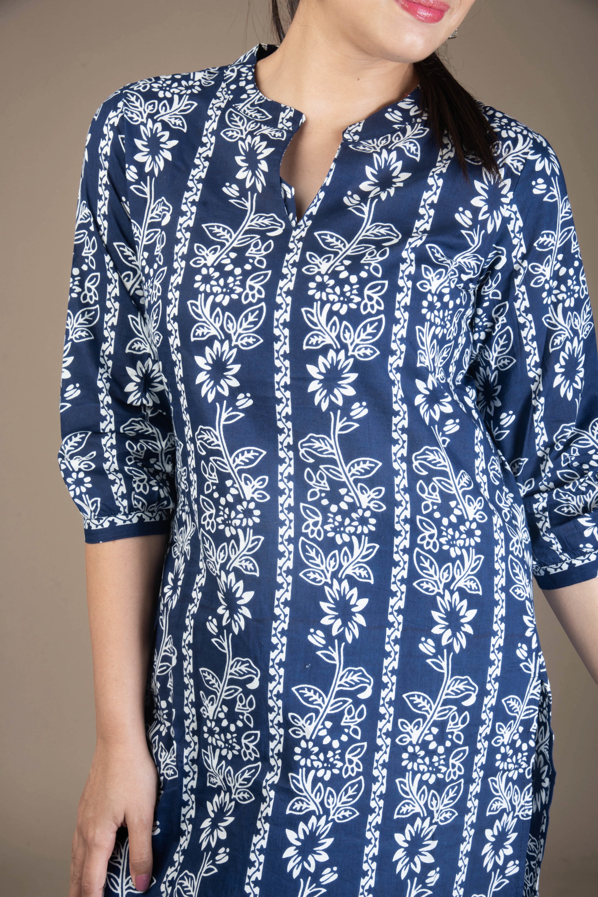 Aavya – Blue Afghani Pattern Kurta Bottom Set | The Nitya Edit