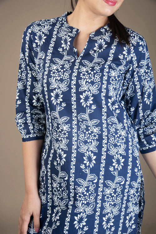Aavya – Blue Afghani Pattern Kurta Bottom Set | The Nitya Edit