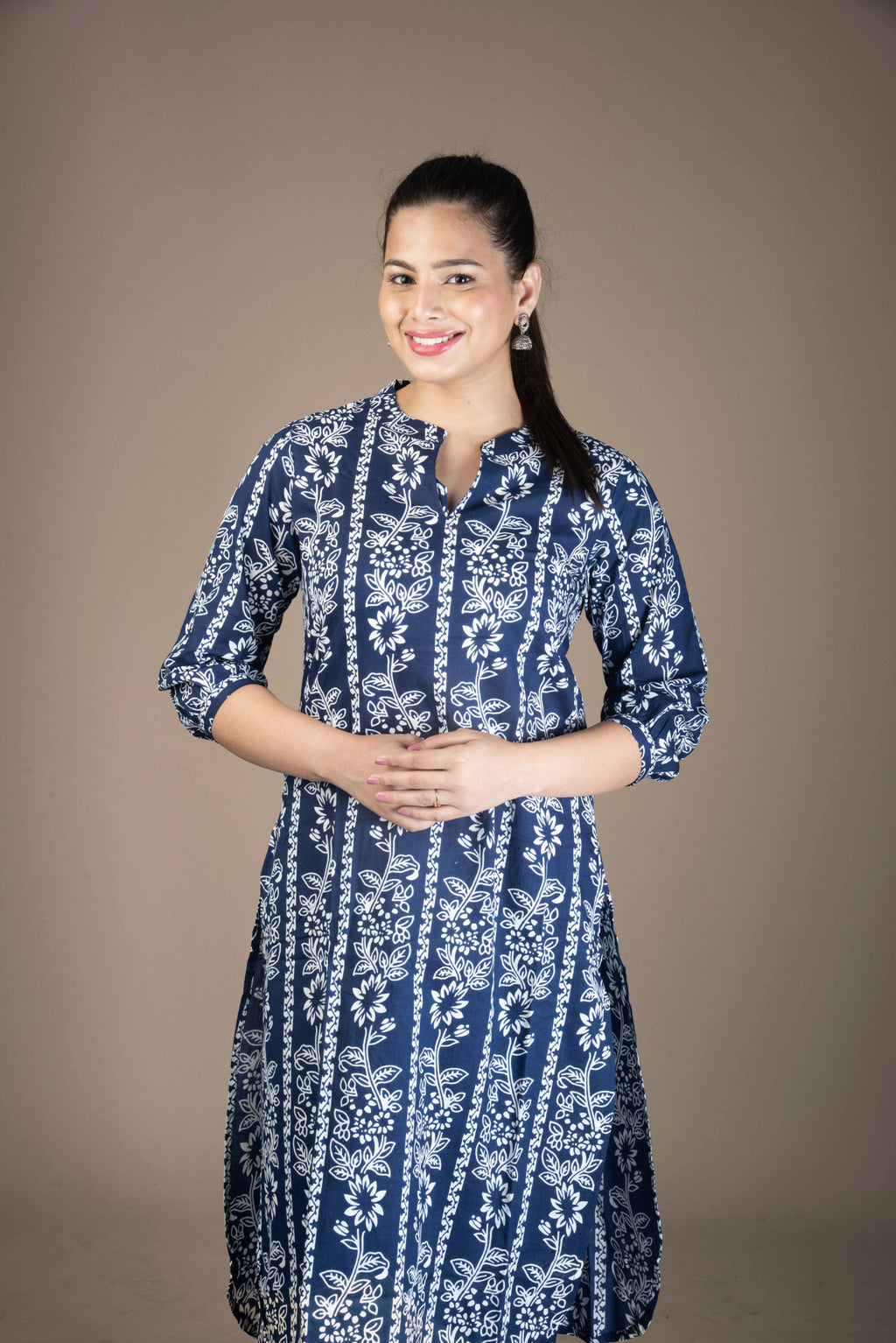 Aavya – Blue Afghani Pattern Kurta Bottom Set | The Nitya Edit