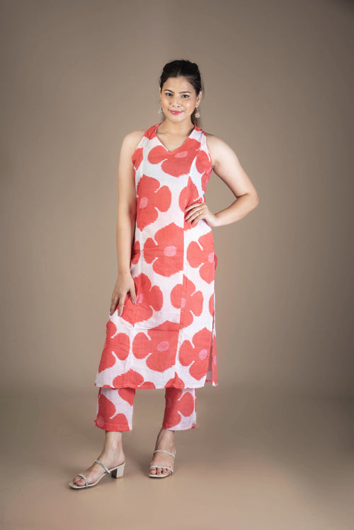 Amaira – Scarlet Bloom Sleeveless Kurta Bottom Set | The Nitya Edit
