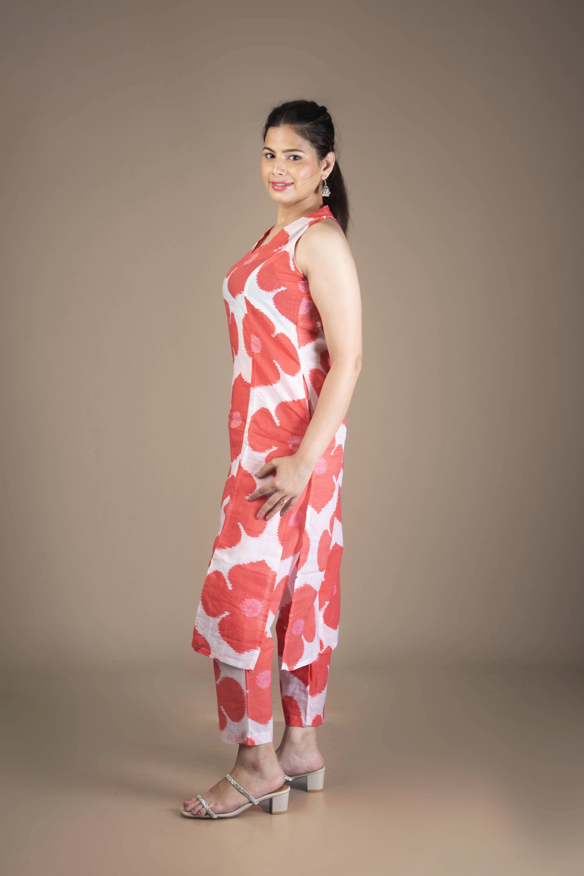 Amaira – Scarlet Bloom Sleeveless Kurta Bottom Set | The Nitya Edit