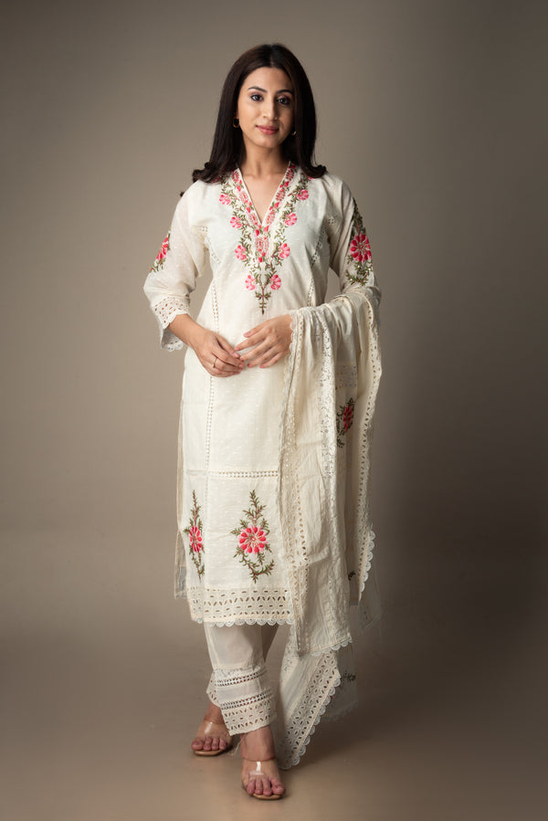 Noorika - Floral Embroidered Suit Set | The Heirloom Edit