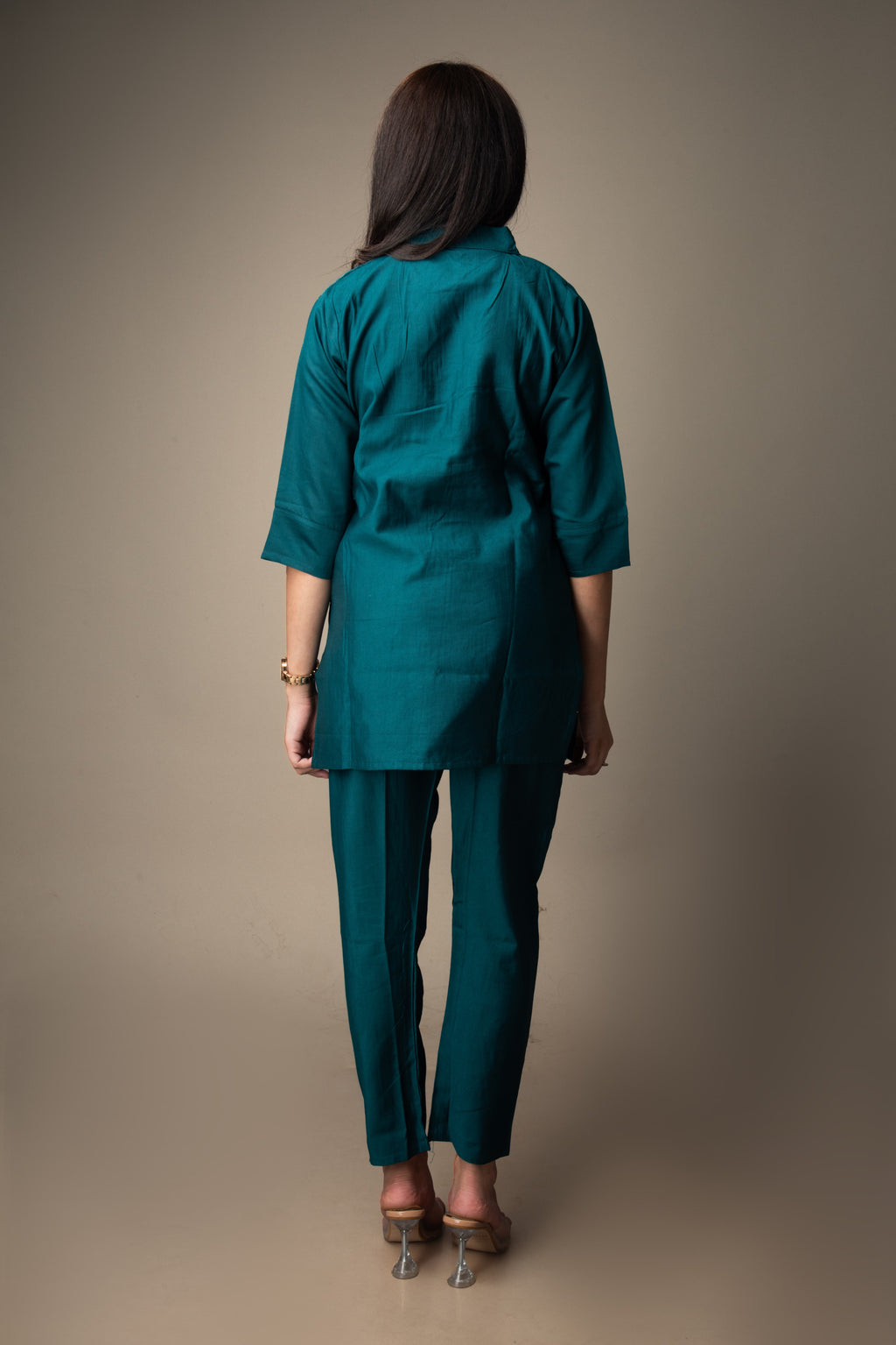 Aarvi – Teal Embroidered Co-ord Set | The Nitya Edit