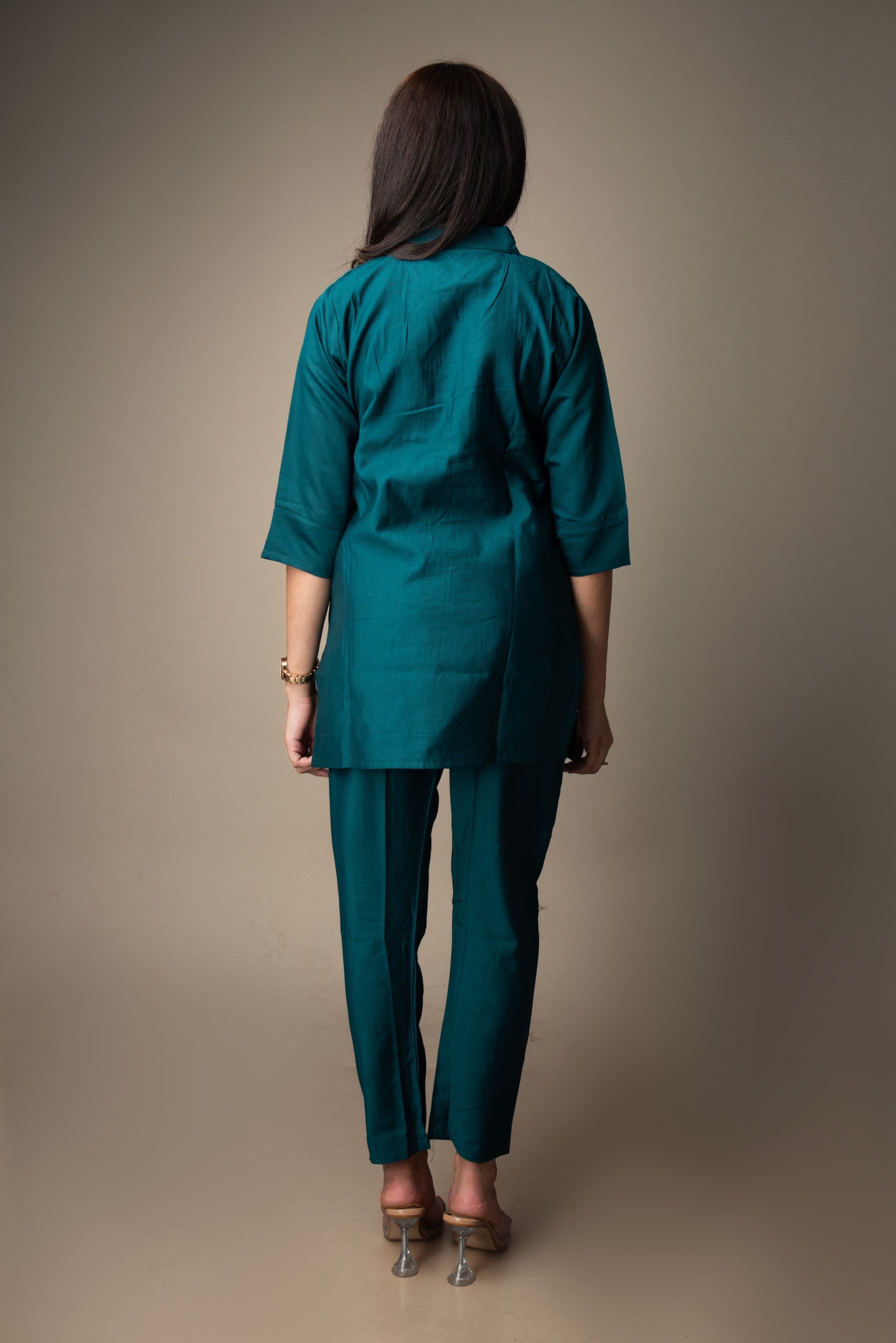 Aarvi – Teal Embroidered Co-ord Set | The Nitya Edit