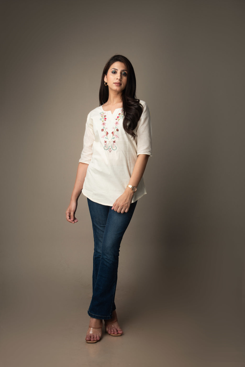 Prerna - Cream Embroidered Top | The Nitya Edit