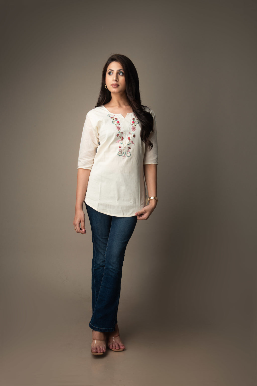 Prerna - Cream Embroidered Top | The Nitya Edit