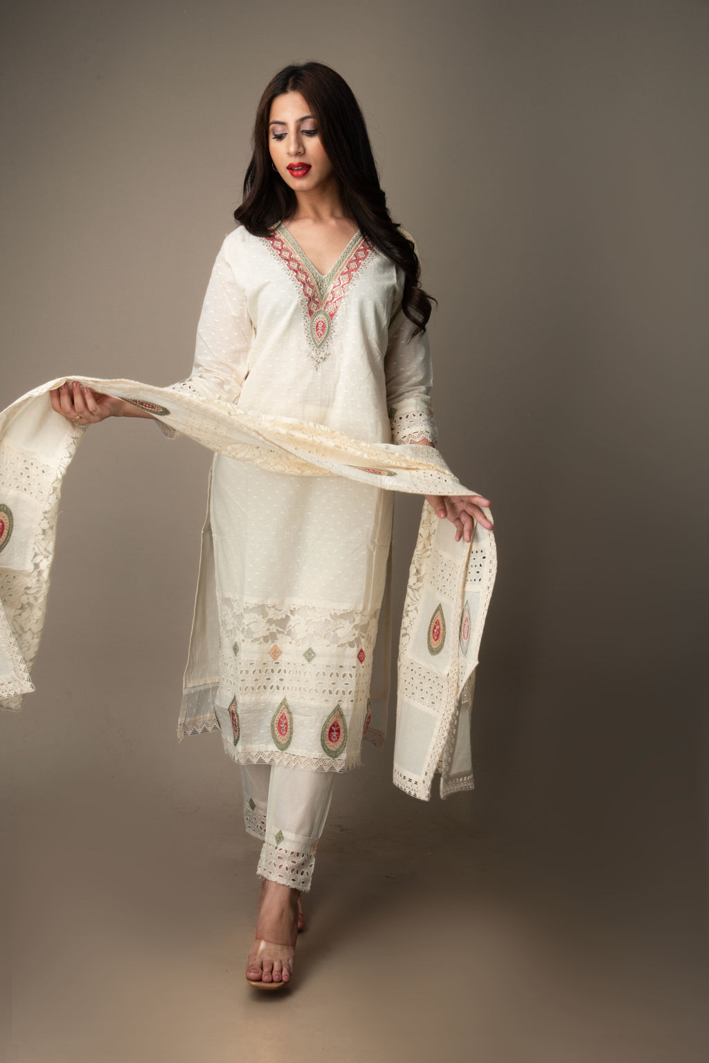 Inaayat – Embroidered Ivory Three-Piece Set | The Heirloom Edit