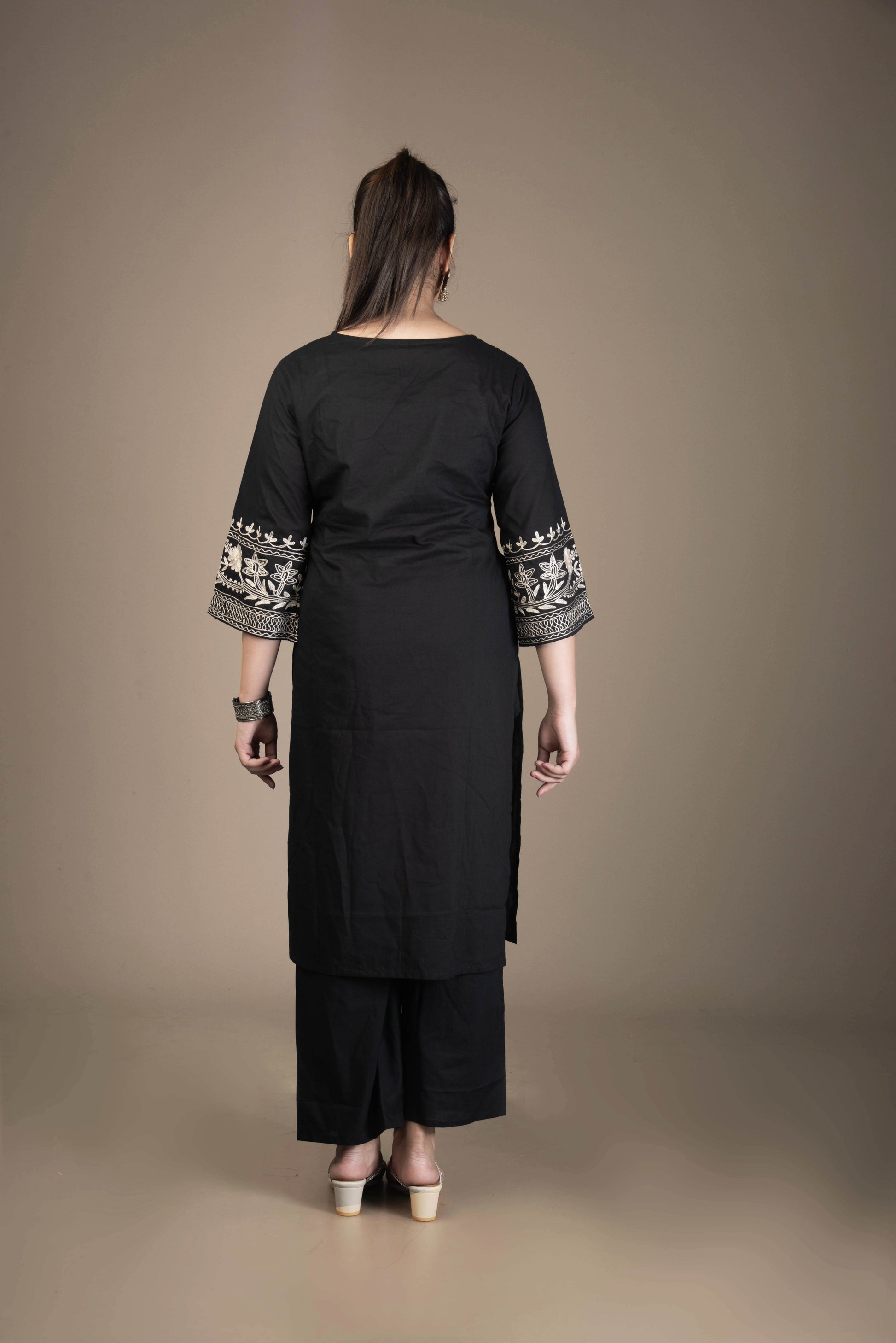 Eshaani – Black Pakistani Suit with Embroidered Accents | The Nitya Edit