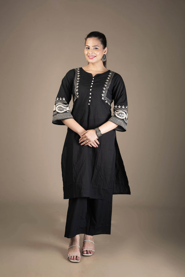 Eshaani – Black Pakistani Suit with Embroidered Accents | The Nitya Edit