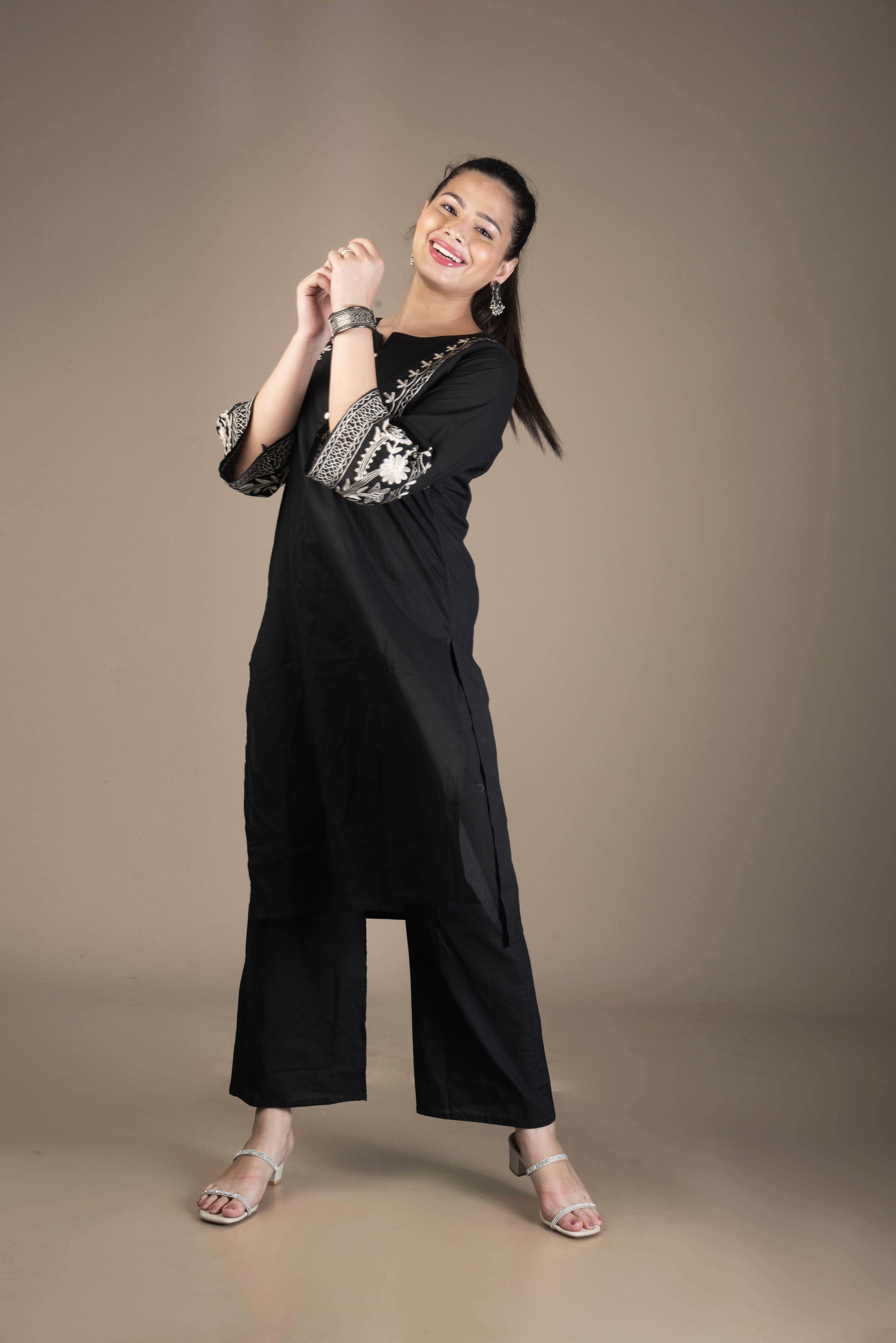 Eshaani – Black Pakistani Suit with Embroidered Accents | The Nitya Edit