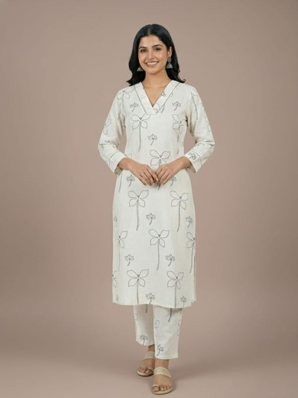 Padmita – Lotus-Inspired Cotton Kurta Set | The Nitya Edit