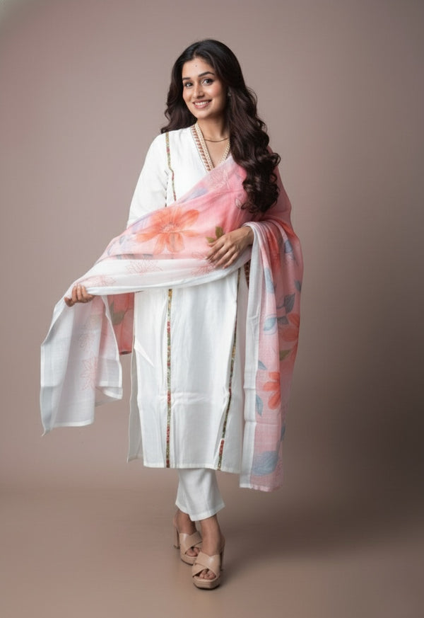 Suhani – Soft Blossom Roman Silk Three-Piece | The Nitya Edit
