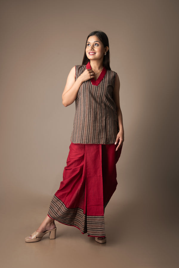 Vritika – Flex Cotton Ajrakh Dhoti Co-ord Set | The Utsav Edit