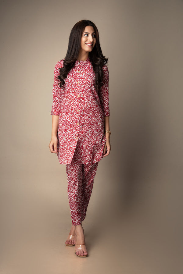 Inaaya – Pink Petal Print Co-ord Set | The Nitya Edit